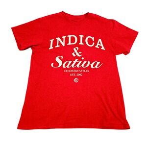 Crooks and Castles Tshirt Mens Large Red Indica Sativa Graphic Streetwear Smoke